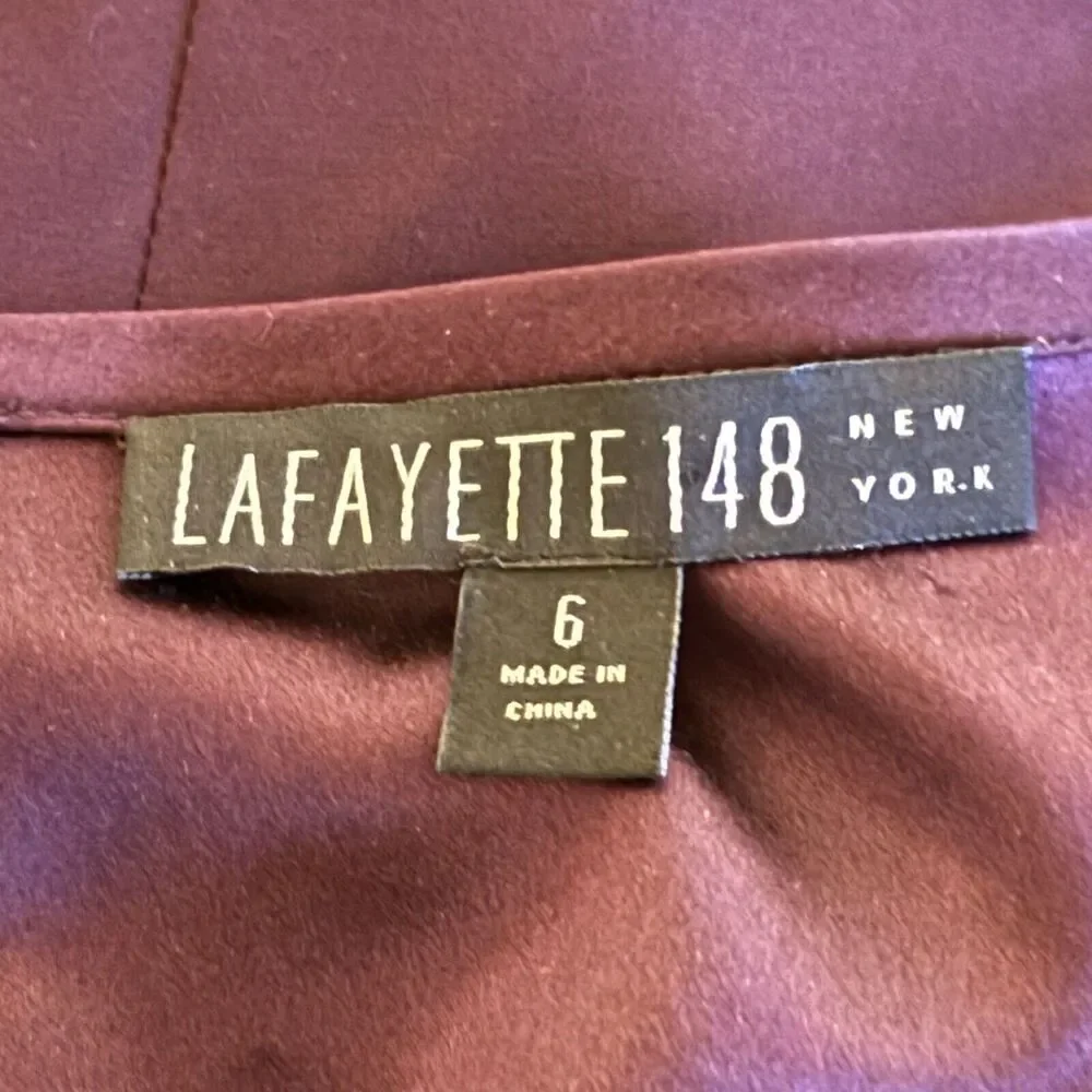 Lafayette 148 Size 6 Purple 100% Silk Chiffon Long Sleeve Blouse Career - Picture 2 of 8